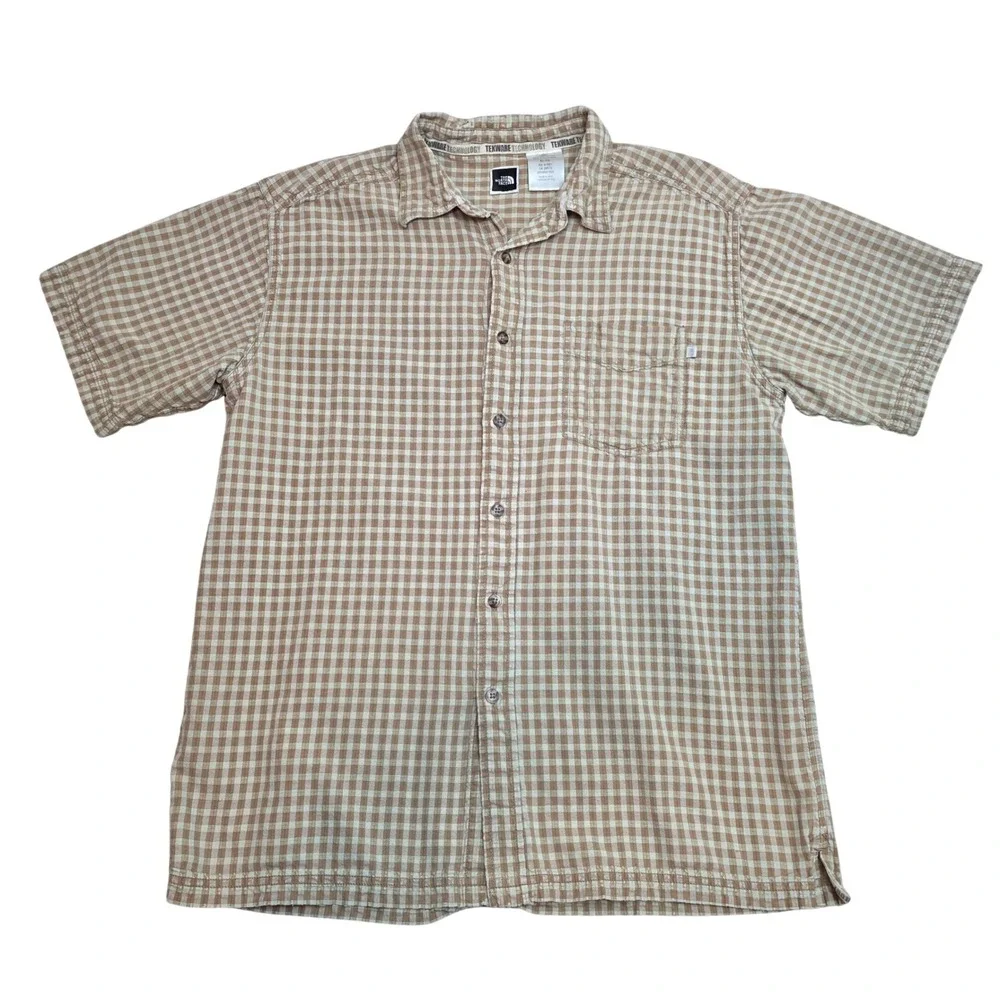 The North Face Mens XL TG Plaid Gingham Short Sleeve Button Up Shirt Tekware